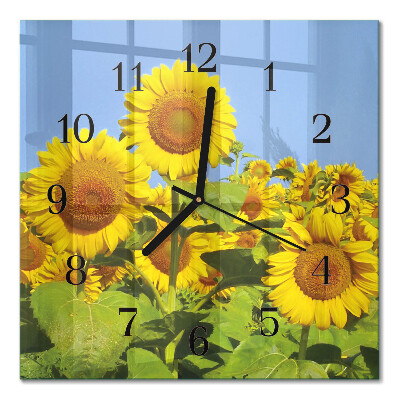 Pendule carrée en verre Tournesols