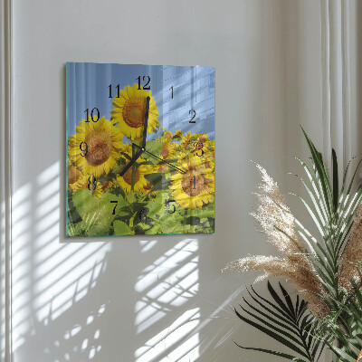 Pendule carrée en verre Tournesols