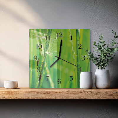 Pendule carrée en verre Herbe