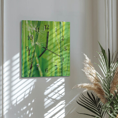 Pendule carrée en verre Herbe
