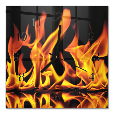 Pendule carrée en verre Feu