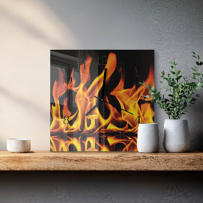 Pendule carrée en verre Feu