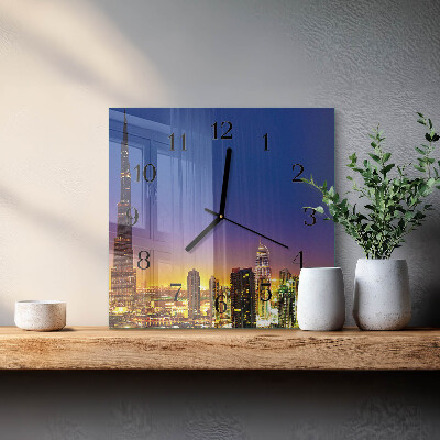 Horloge murale carrée Horizon de dubaï