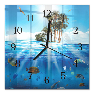 Pendule carrée en verre Île aux poissons