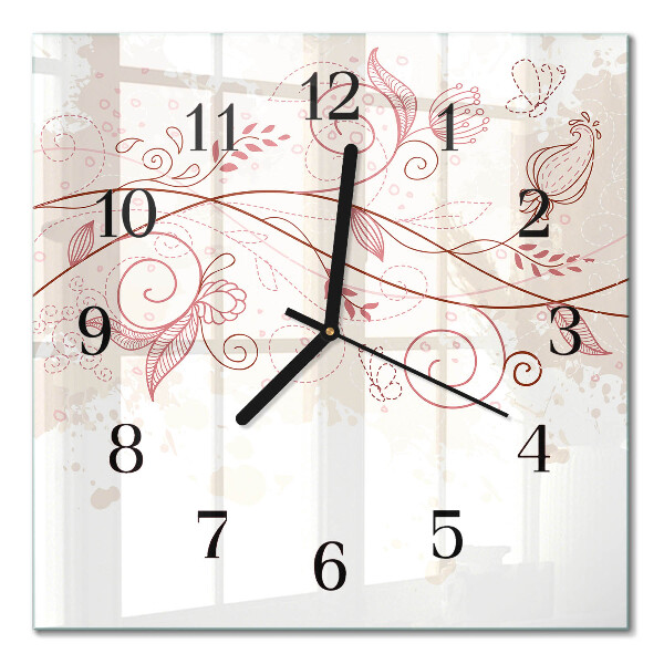 Pendule carrée en verre Art floral