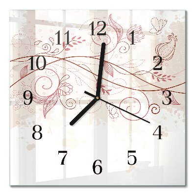 Pendule carrée en verre Art floral