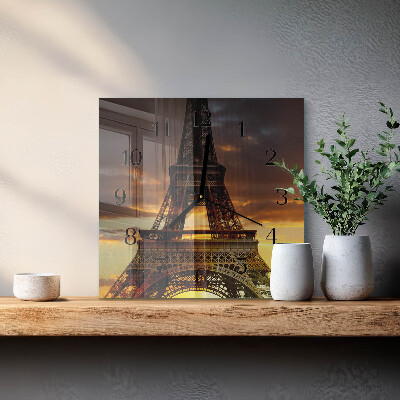 Horloge murale carrée Tour eiffel paris