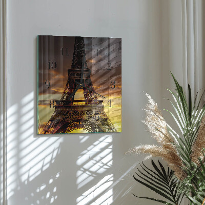 Horloge murale carrée Tour eiffel paris