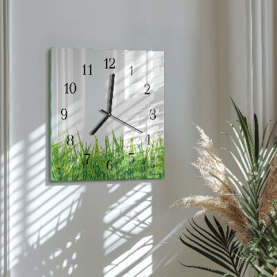 Pendule carrée en verre Herbe