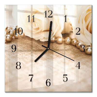 Horloge murale carrée Roses vintage sépia