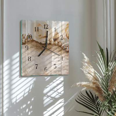 Horloge murale carrée Roses vintage sépia