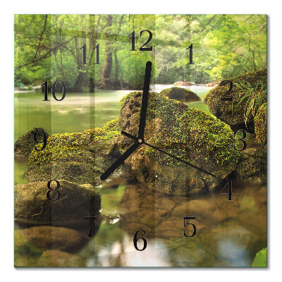 Pendule carrée en verre Paysage fluvial