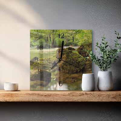 Pendule carrée en verre Paysage fluvial