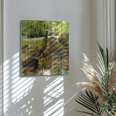 Pendule carrée en verre Paysage fluvial