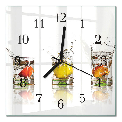 Pendule carrée en verre Coupes de fruits