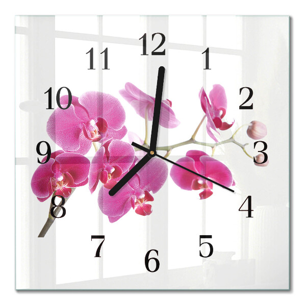 Pendule carrée en verre Orchidée