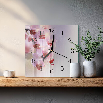 Horloge murale carrée Orchidée
