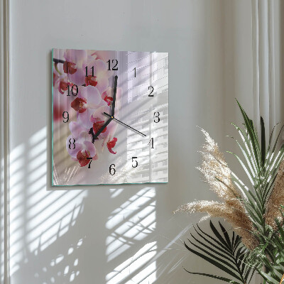Horloge murale carrée Orchidée