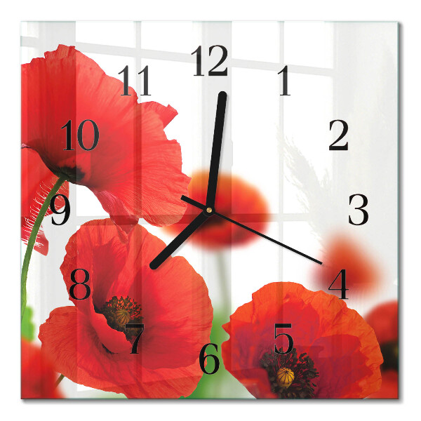 Pendule carrée en verre Coquelicots