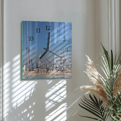 Horloge murale carrée Horizon de dubaï