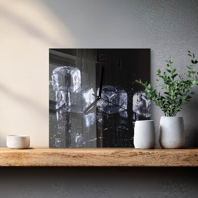 Pendule carrée en verre Glaçons