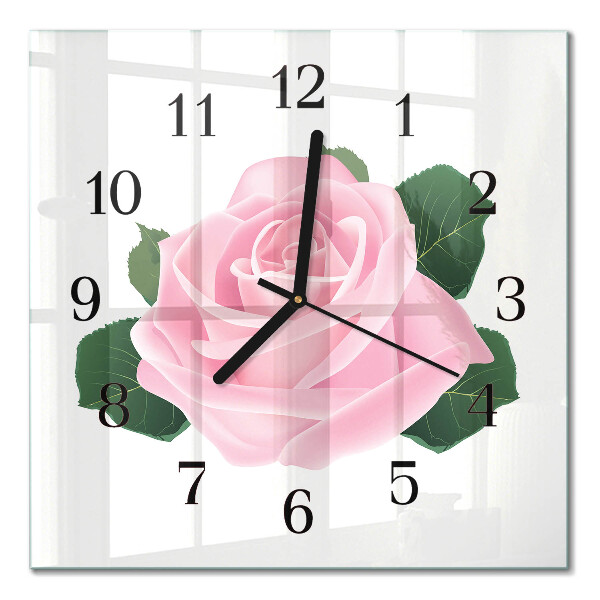 Pendule carrée en verre Rose
