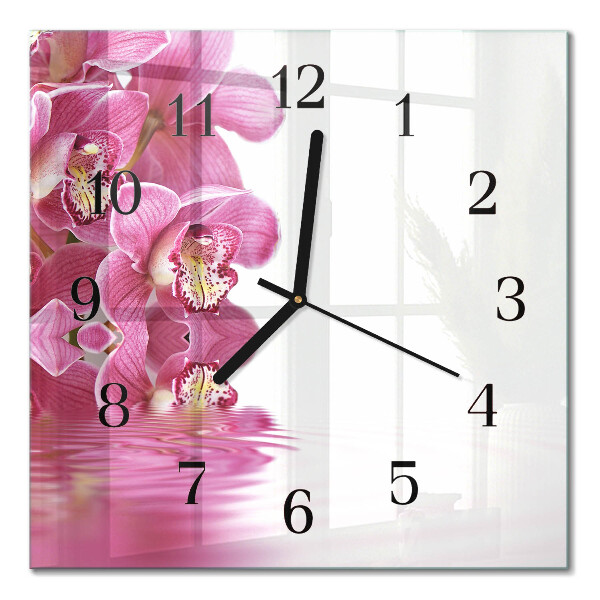 Horloge murale carrée Orchidée
