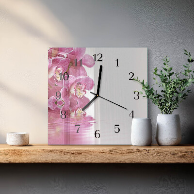 Horloge murale carrée Orchidée