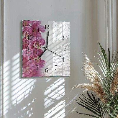 Horloge murale carrée Orchidée