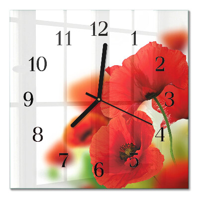 Pendule carrée en verre Coquelicots