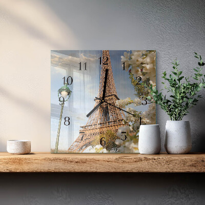 Horloge murale carrée Tour eiffel paris