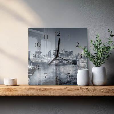 Horloge murale carrée Horizon nocturne