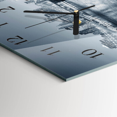 Horloge murale carrée Horizon nocturne