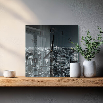 Horloge murale carrée Horizon nocturne