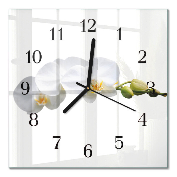 Pendule carrée en verre Orchidée