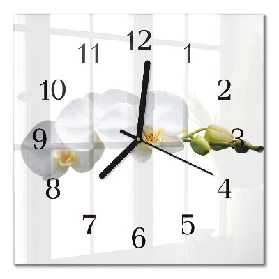 Pendule carrée en verre Orchidée