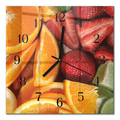 Pendule carrée en verre Fruit