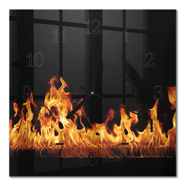 Pendule carrée en verre Feu