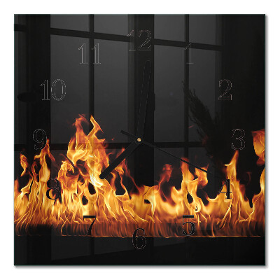 Pendule carrée en verre Feu