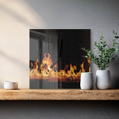 Pendule carrée en verre Feu