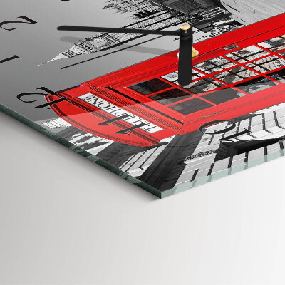 Horloge murale carrée Cabine téléphonique rouge