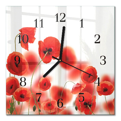 Pendule carrée en verre Coquelicots