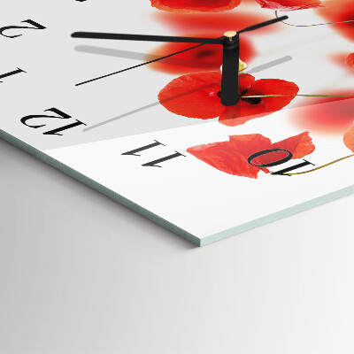 Pendule carrée en verre Coquelicots