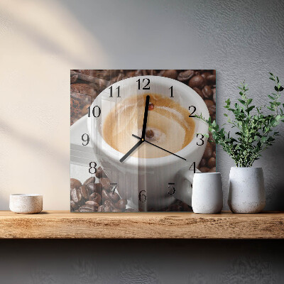 Horloge murale carrée Une tasse de café