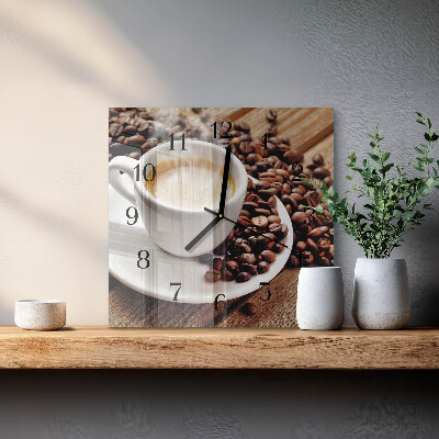 Horloge murale carrée Une tasse de café
