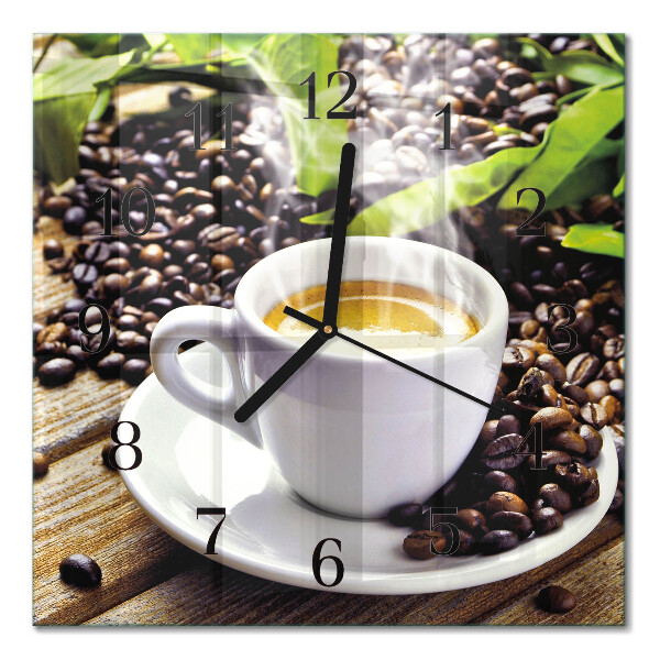 Pendule carrée en verre Une tasse de café