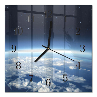 Pendule carrée en verre L'univers de la terre