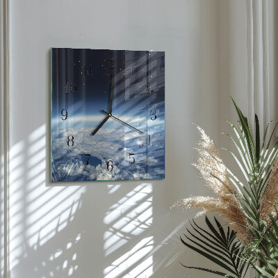 Pendule carrée en verre L'univers de la terre