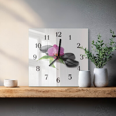 Pendule carrée en verre Orchidée