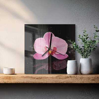 Horloge murale carrée Orchidée